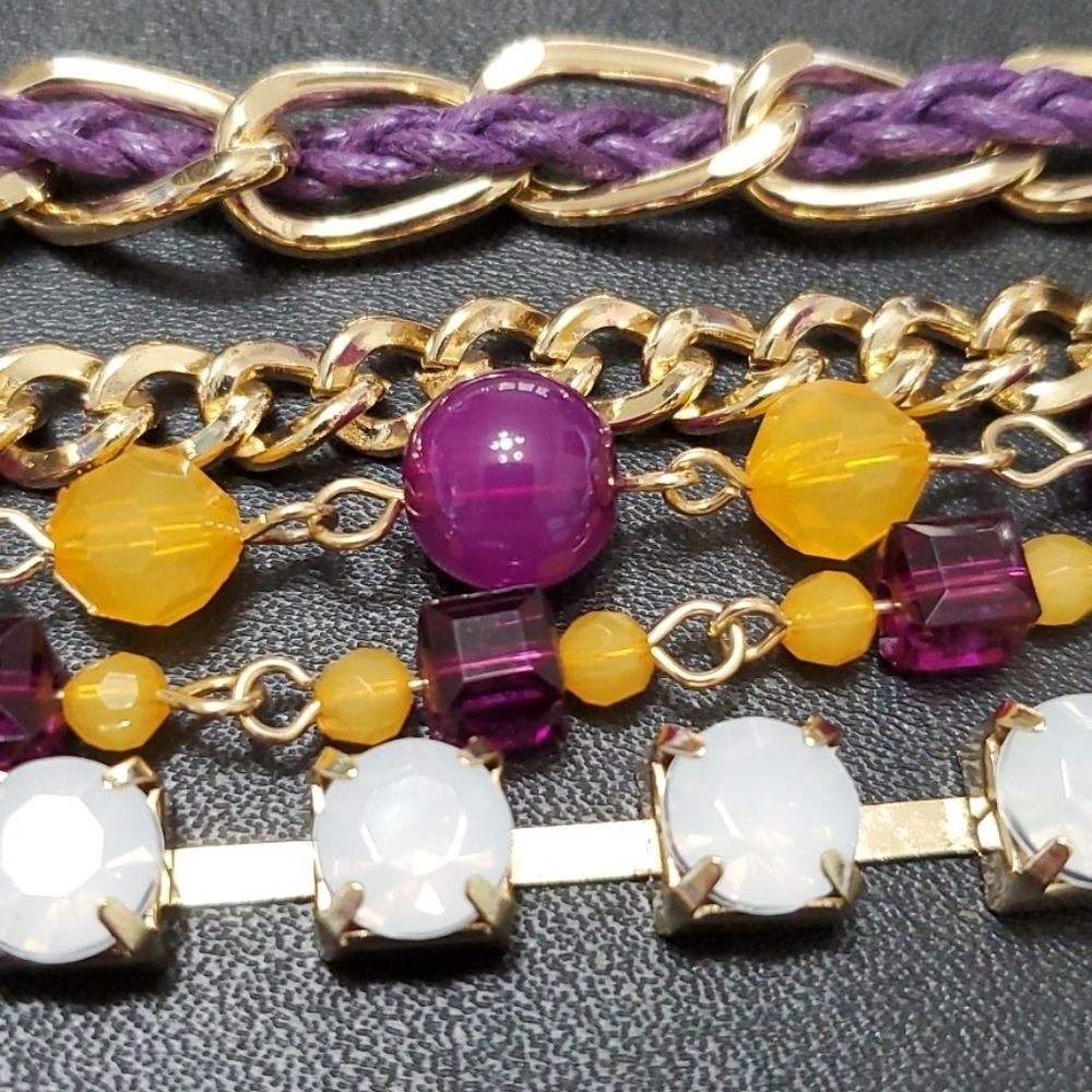 Gold tone Charming Charlie bracelet 7" Fall Colors Autumn